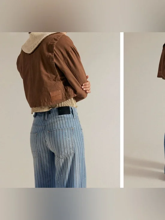 NWOT We the Free People Don't Wait Up Pinstripe Boyfriend Jeans After Hours - 25 - Picture 5 of 17